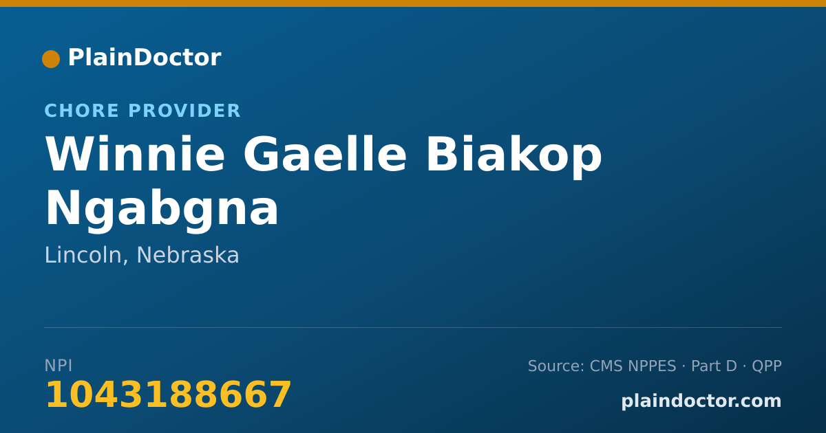 Shareable card for Winnie Gaelle Biakop Ngabgna - Chore Provider, Lincoln, NE