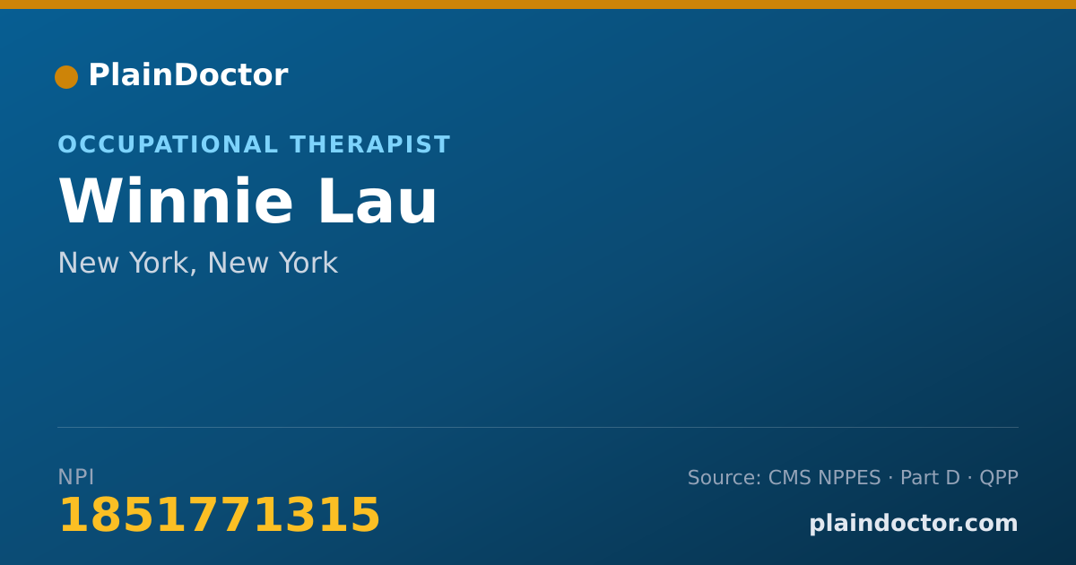 Shareable card for Winnie Lau - Occupational Therapist, New York, NY