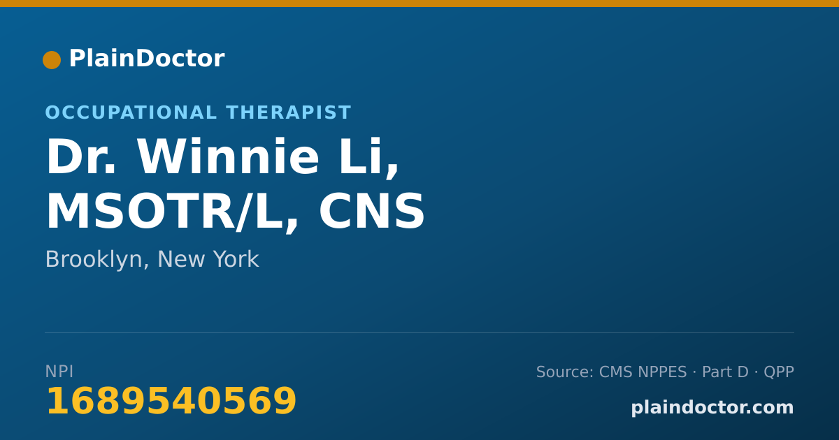 Shareable card for Winnie Li, MSOTR/L, CNS - Occupational Therapist, Brooklyn, NY
