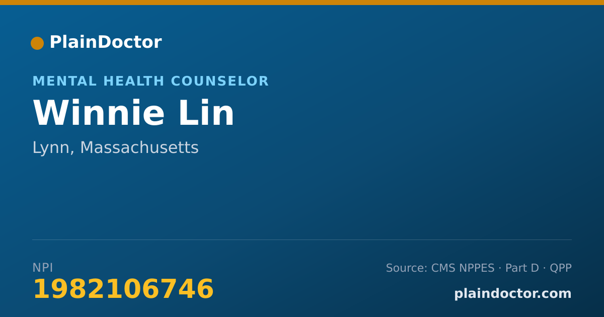 Shareable card for Winnie Lin - Mental Health Counselor, Lynn, MA