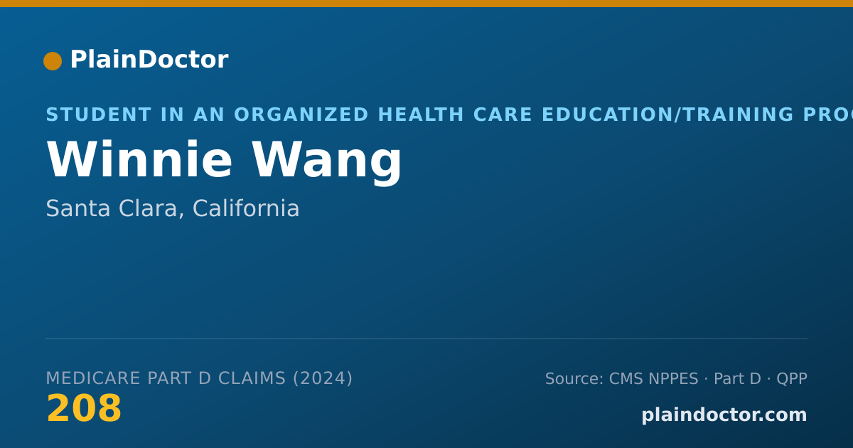 Shareable card for Winnie Wang - Student in an Organized Health Care Education/Training Program, Santa Clara, CA