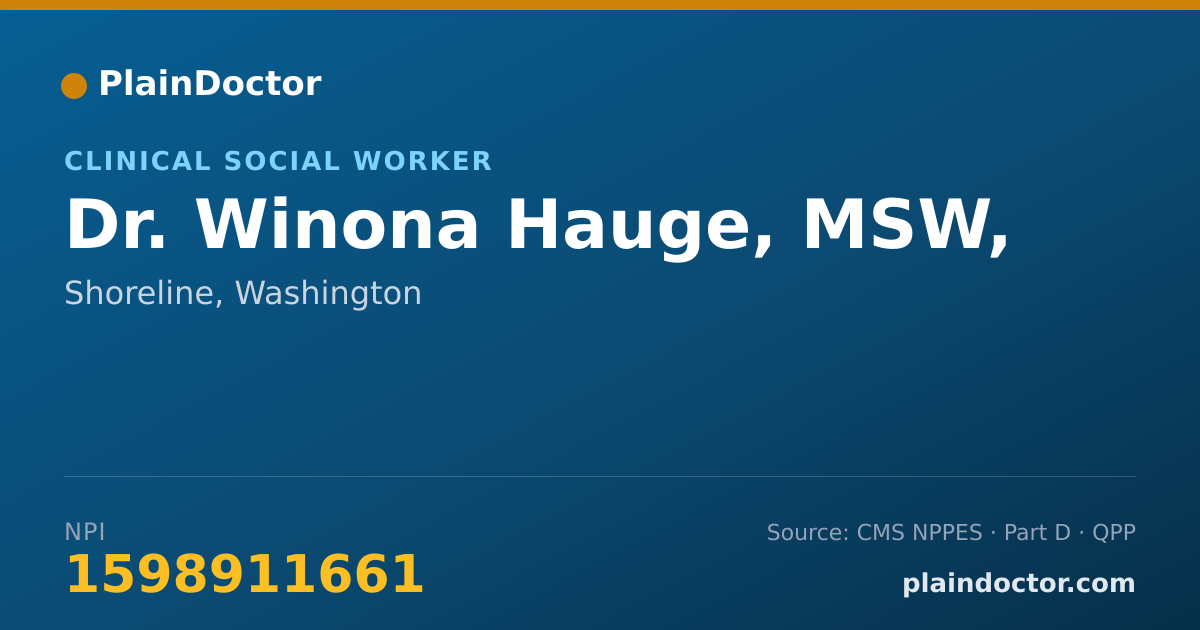 Shareable card for Winona Hauge, MSW, - Clinical Social Worker, Shoreline, WA