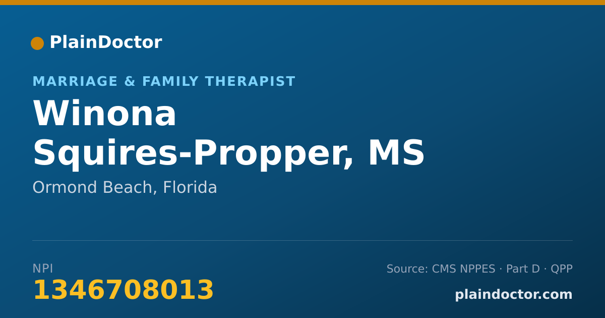 Shareable card for Winona Squires-Propper, MS - Marriage & Family Therapist, Ormond Beach, FL
