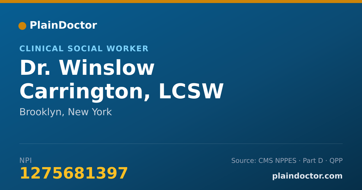 Shareable card for Winslow Carrington, LCSW - Clinical Social Worker, Brooklyn, NY