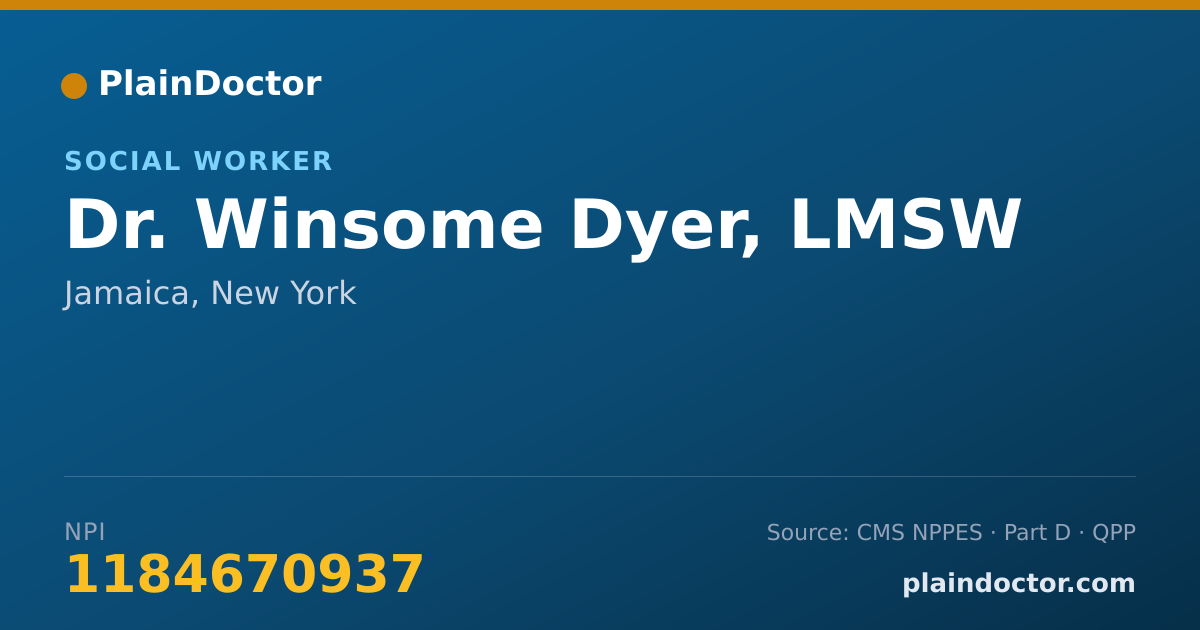 Shareable card for Winsome Dyer, LMSW - Social Worker, Jamaica, NY