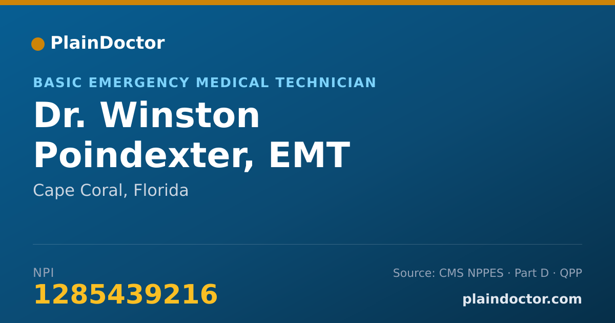 Shareable card for Winston Poindexter, EMT - Basic Emergency Medical Technician, Cape Coral, FL