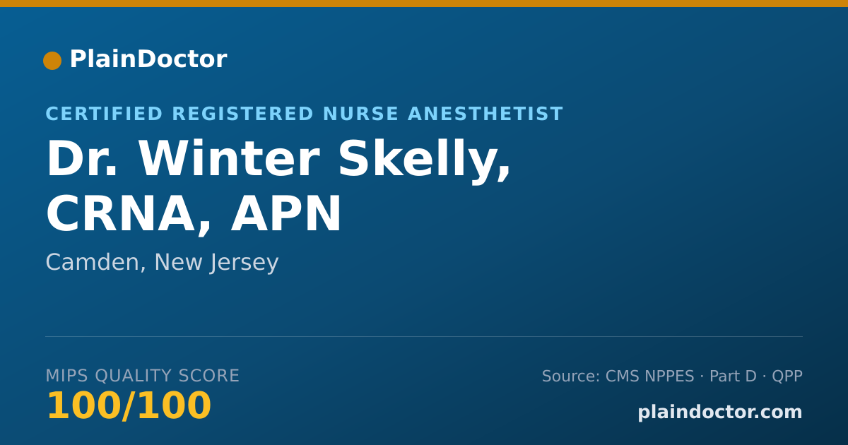 Shareable card for Winter Skelly, CRNA, APN - Certified Registered Nurse Anesthetist, Camden, NJ