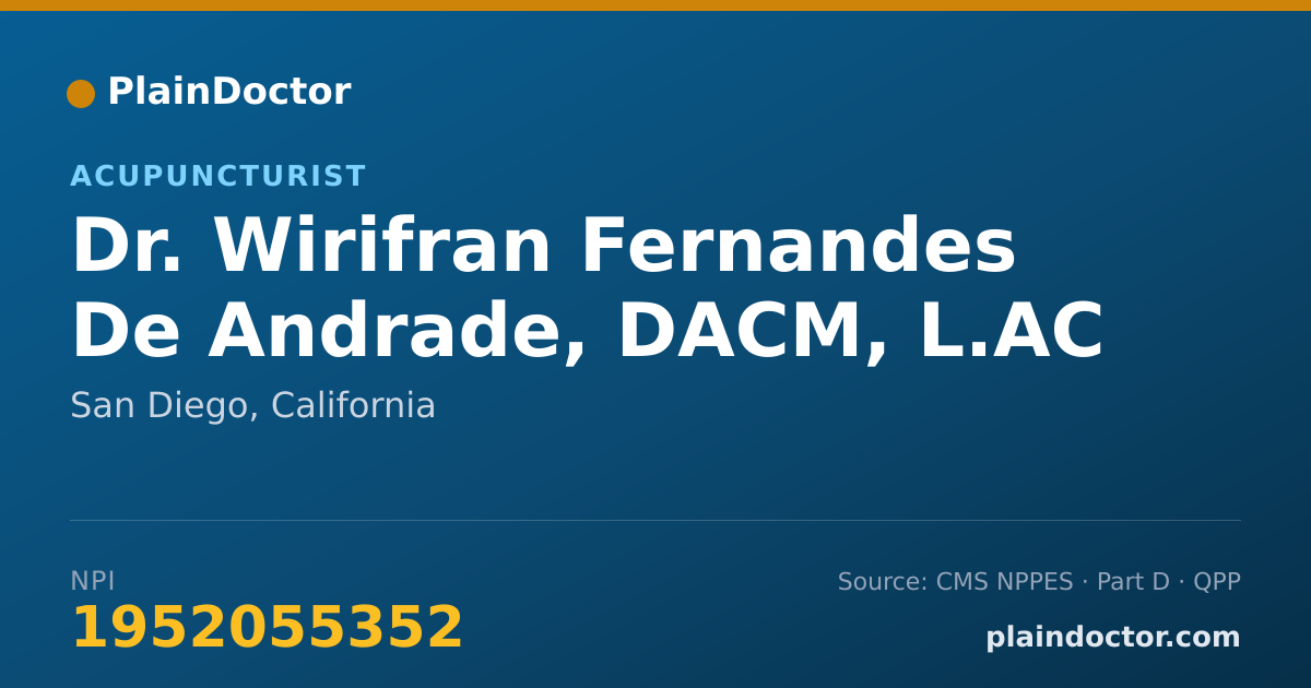 Shareable card for Wirifran Fernandes De Andrade, DACM, L.AC - Acupuncturist, San Diego, CA