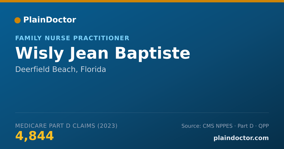 Shareable card for Wisly Jean Baptiste - Family Nurse Practitioner, Deerfield Beach, FL