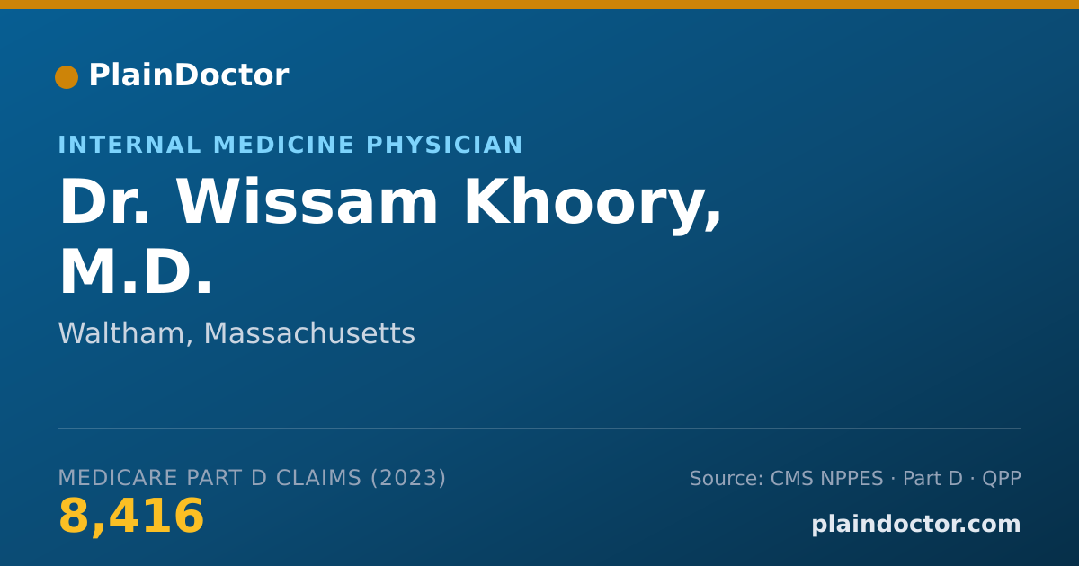 Shareable card for Wissam Khoory, M.D. - Internal Medicine Physician, Waltham, MA