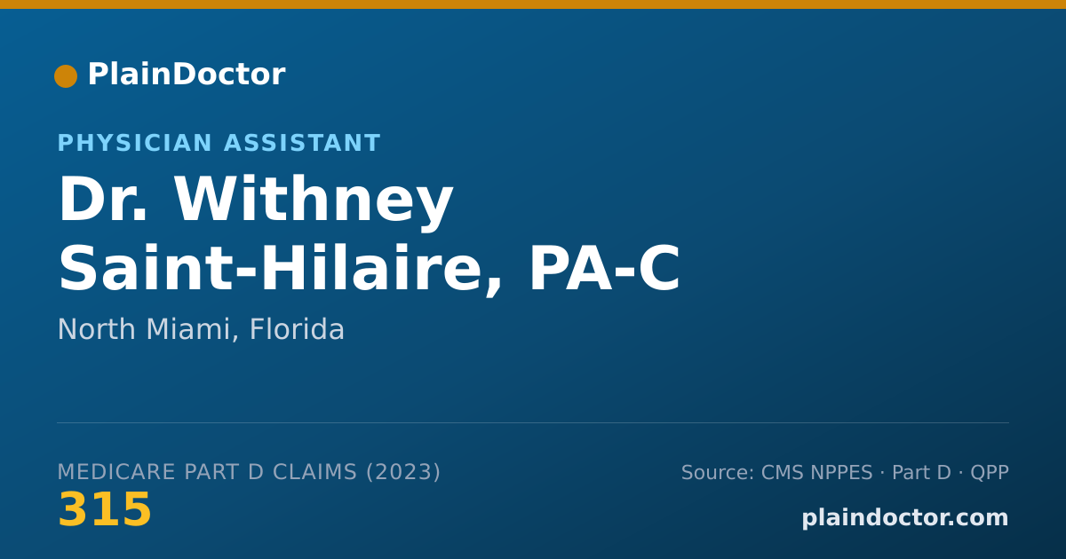 Shareable card for Withney Saint-Hilaire, PA-C - Physician Assistant, North Miami, FL