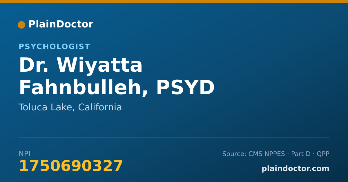 Shareable card for Wiyatta Fahnbulleh, PSYD - Psychologist, Toluca Lake, CA