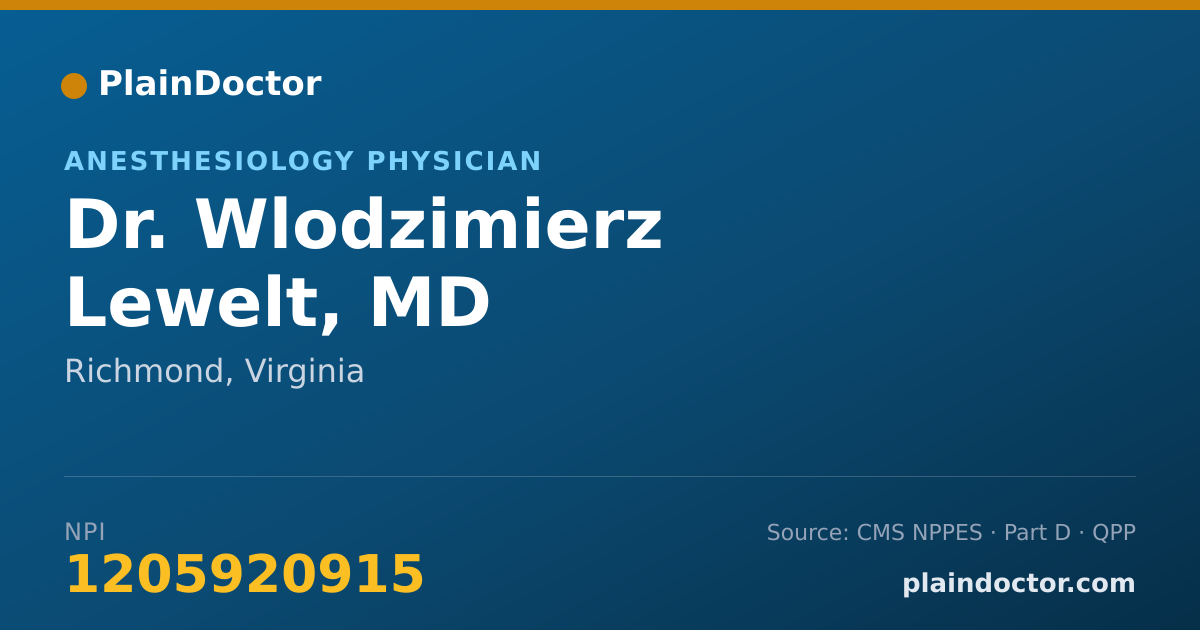 Shareable card for Wlodzimierz Lewelt, MD - Anesthesiology Physician, Richmond, VA