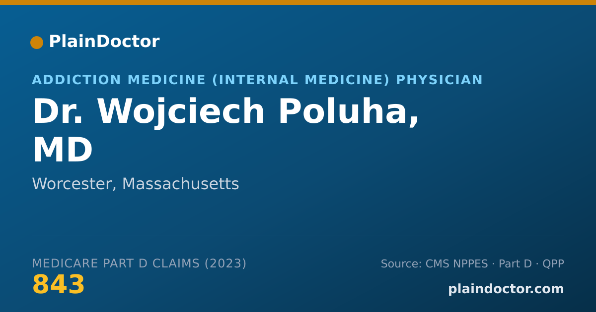 Shareable card for Wojciech Poluha, MD - Addiction Medicine (Internal Medicine) Physician, Worcester, MA