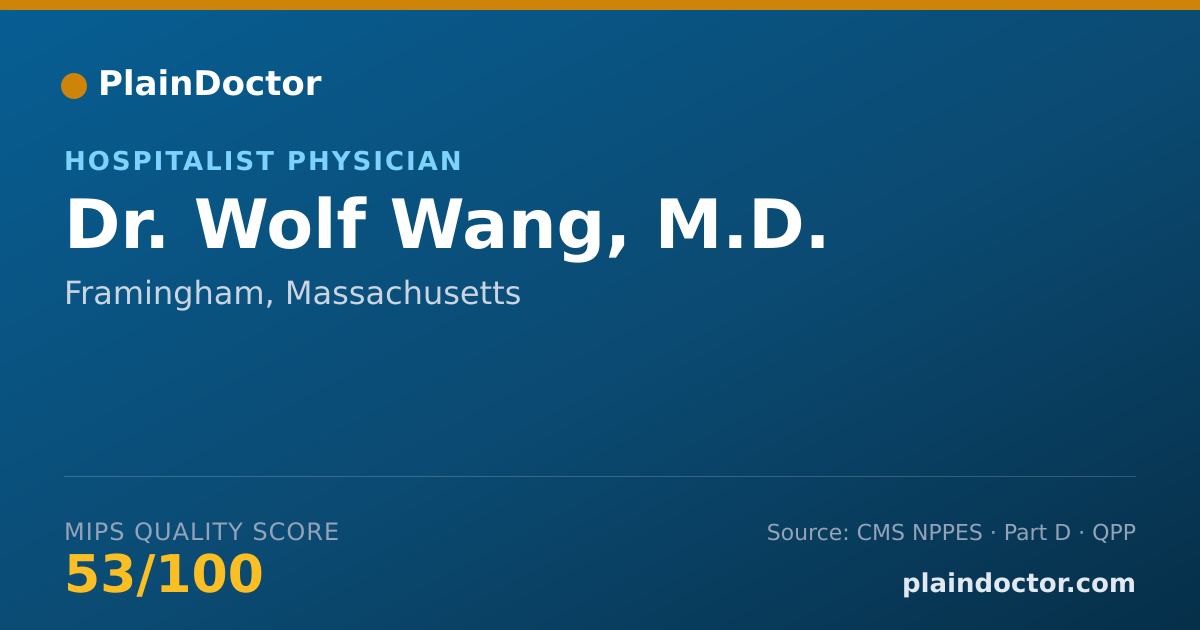 Shareable card for Wolf Wang, M.D. - Hospitalist Physician, Framingham, MA