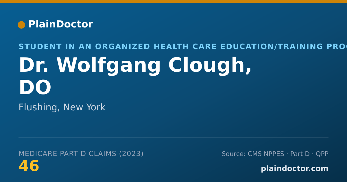 Shareable card for Wolfgang Clough, DO - Student in an Organized Health Care Education/Training Program, Flushing, NY