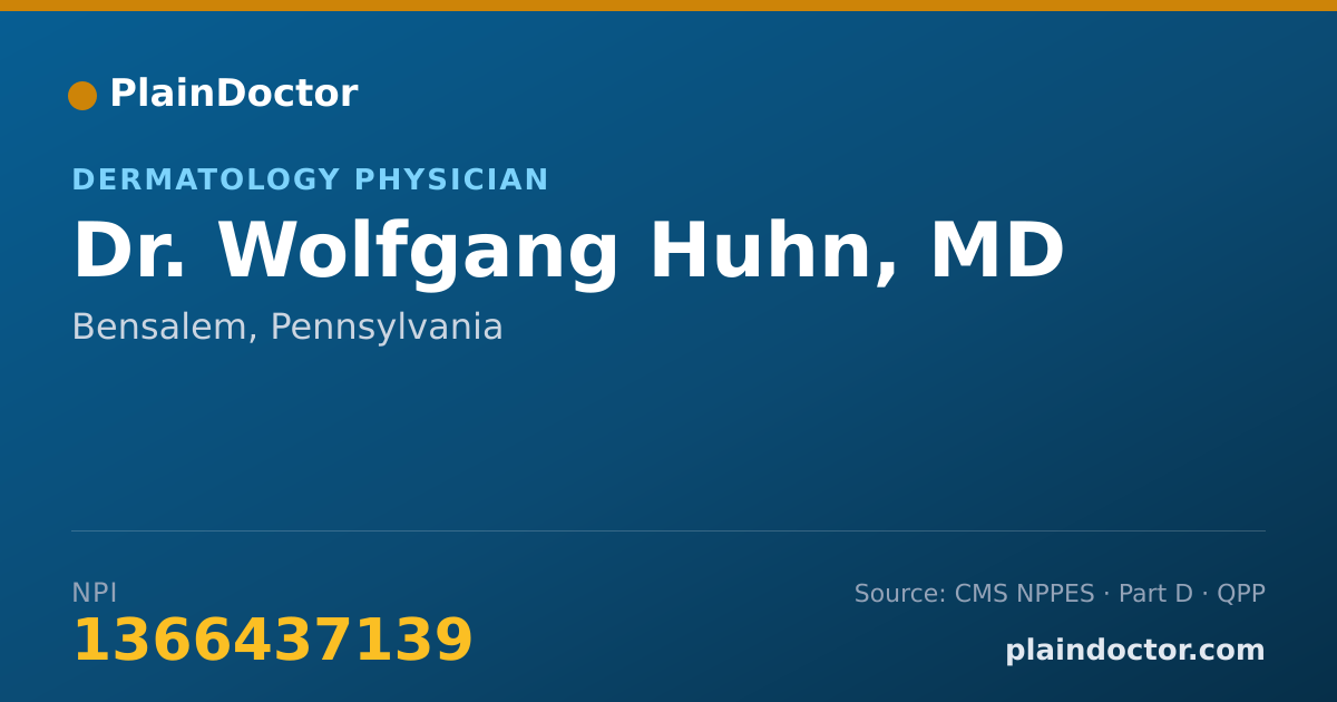 Shareable card for Wolfgang Huhn, MD - Dermatology Physician, Bensalem, PA