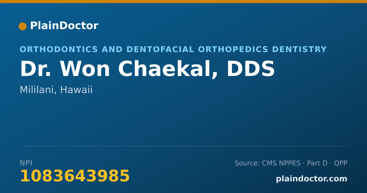 Shareable card for Won Chaekal, DDS - Orthodontics and Dentofacial Orthopedics Dentistry, Mililani, HI