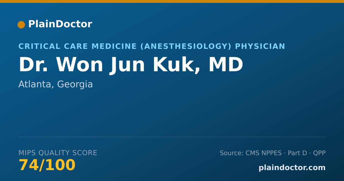 Shareable card for Won Jun Kuk, MD - Emergency Medicine Physician, Atlanta, GA