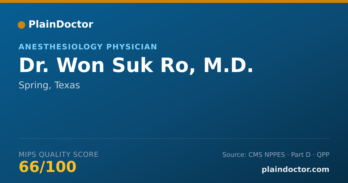 Shareable card for Won Suk Ro, M.D. - Anesthesiology Physician, Spring, TX