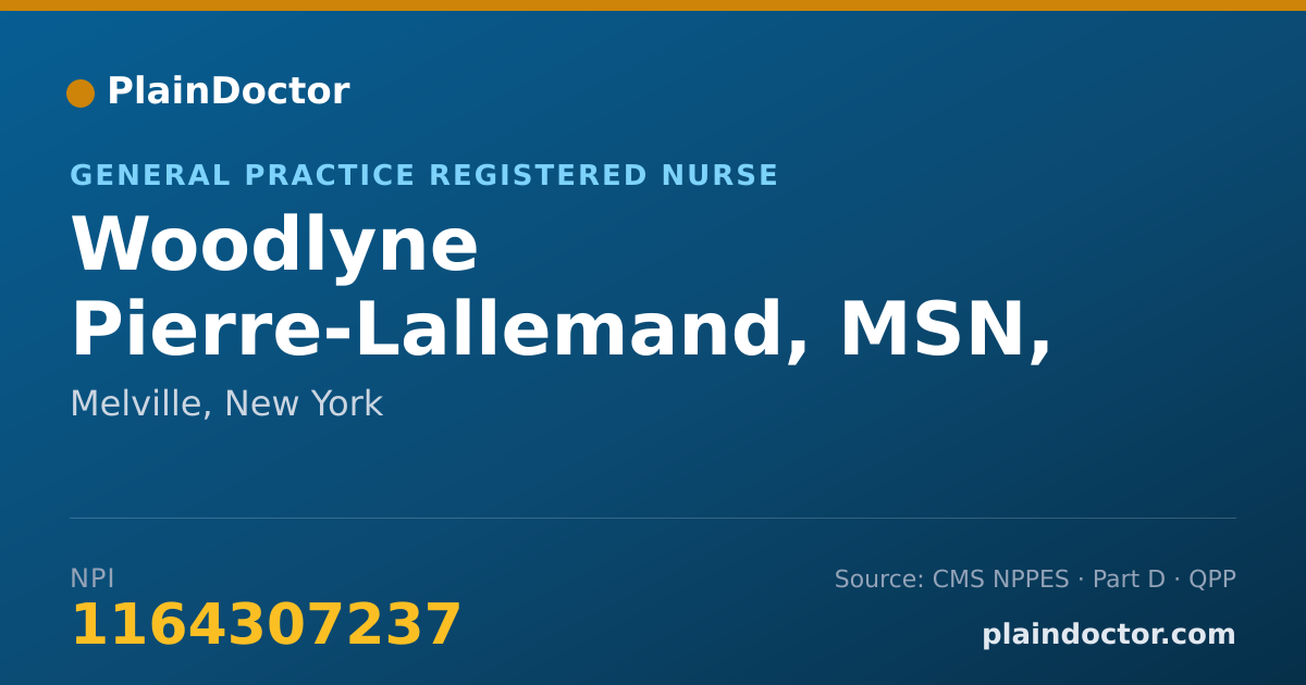 Shareable card for Woodlyne Pierre-Lallemand, MSN, RN - General Practice Registered Nurse, Melville, NY
