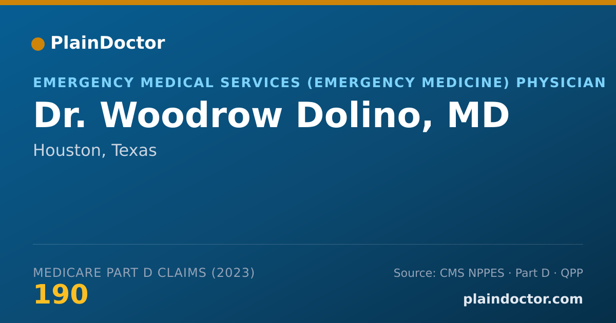 Shareable card for Woodrow Dolino, MD - Emergency Medical Services (Emergency Medicine) Physician, Houston, TX