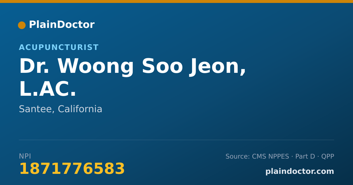 Shareable card for Woong Soo Jeon, L.AC. - Acupuncturist, Santee, CA