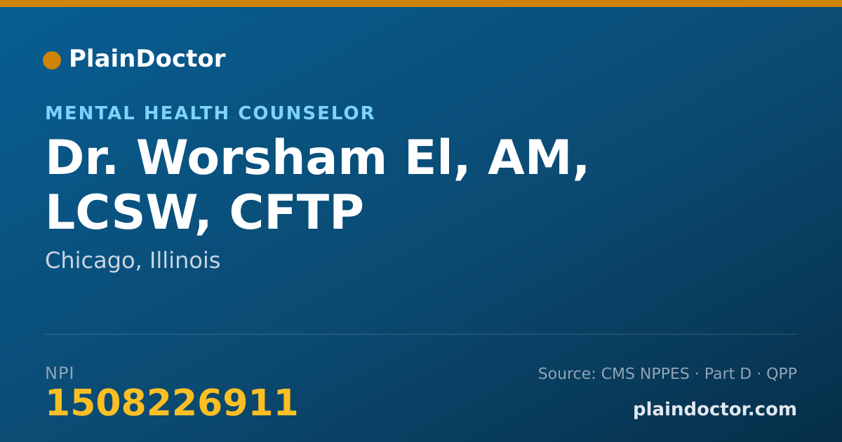 Shareable card for Worsham El, AM, LCSW, CFTP - Mental Health Counselor, Chicago, IL