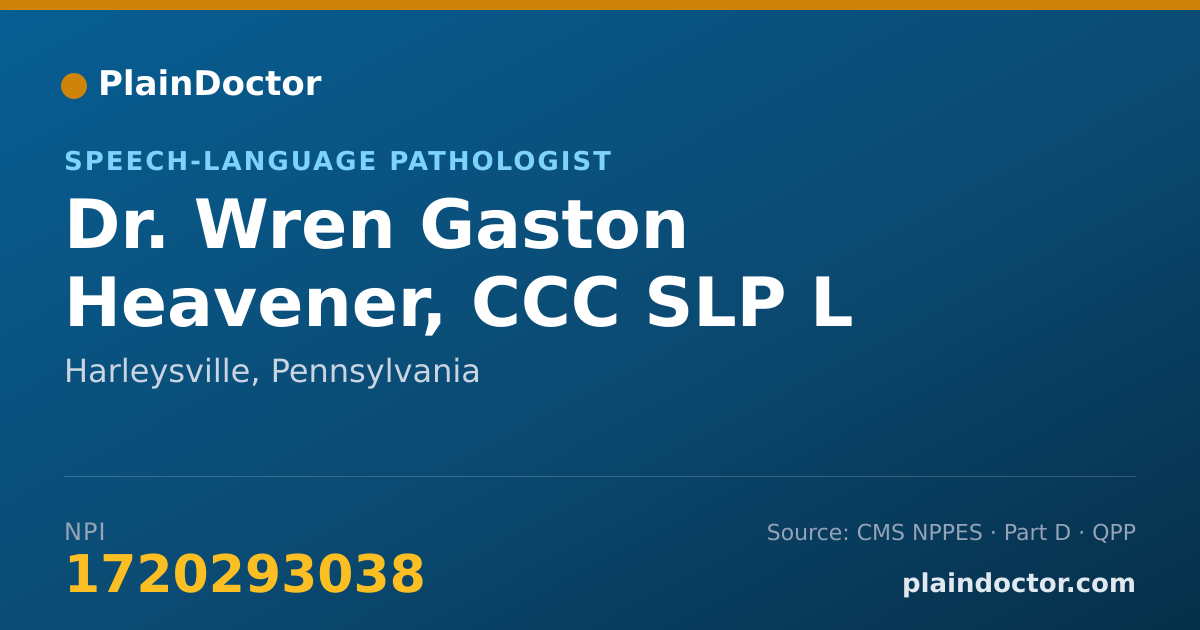 Shareable card for Wren Gaston Heavener, CCC SLP L - Speech-Language Pathologist, Harleysville, PA