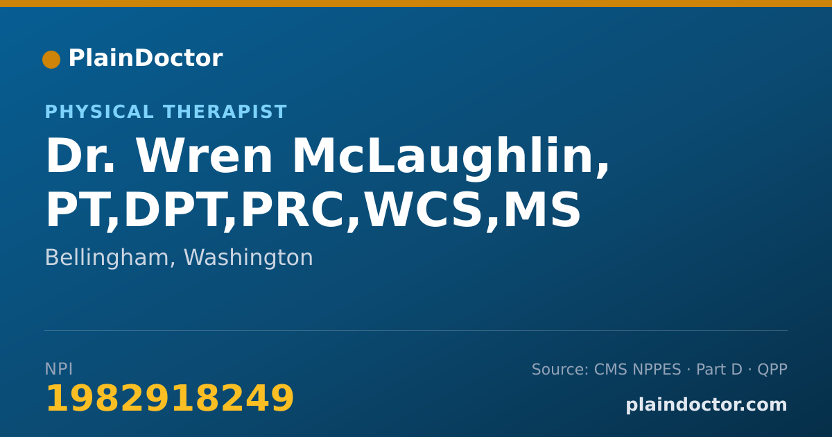 Shareable card for Wren McLaughlin, PT,DPT,PRC,WCS,MS - Physical Therapist, Bellingham, WA