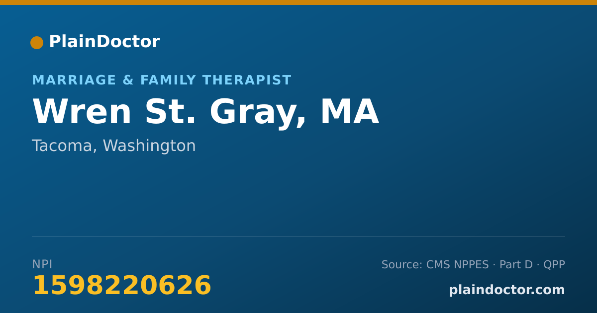 Shareable card for Wren St. Gray, MA - Marriage & Family Therapist, Tacoma, WA