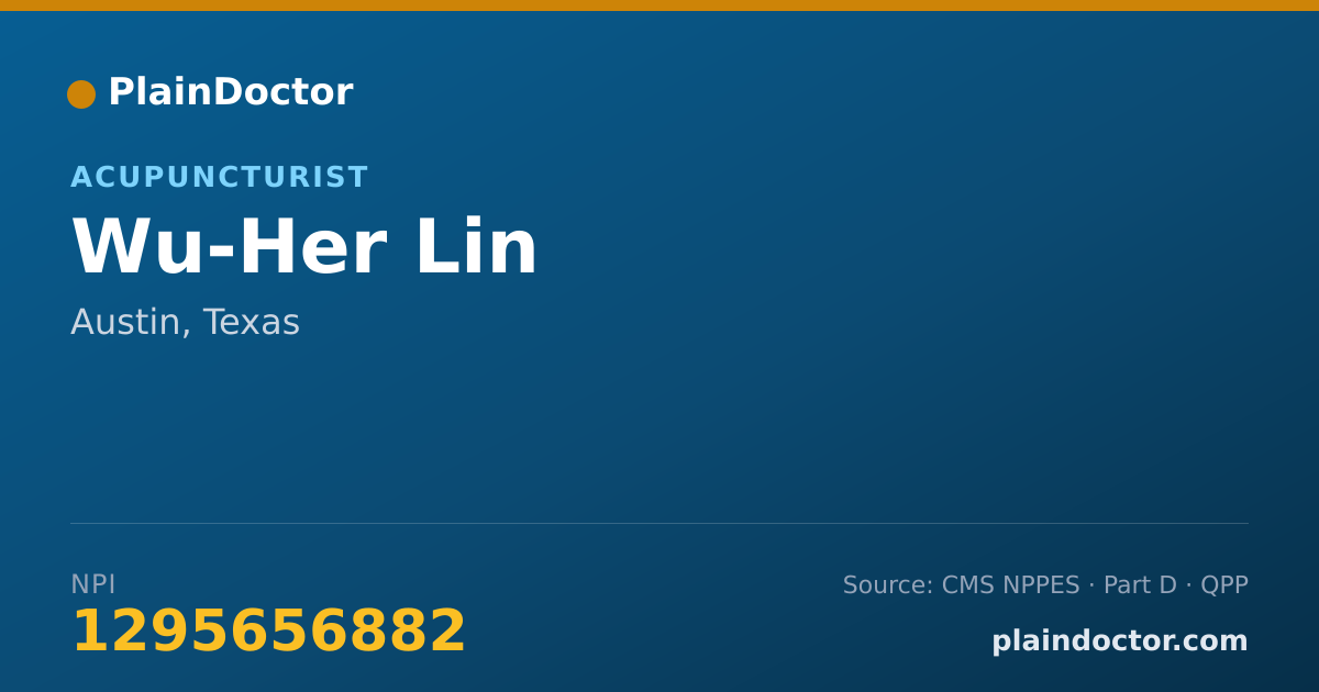 Shareable card for Wu-Her Lin - Acupuncturist, Austin, TX