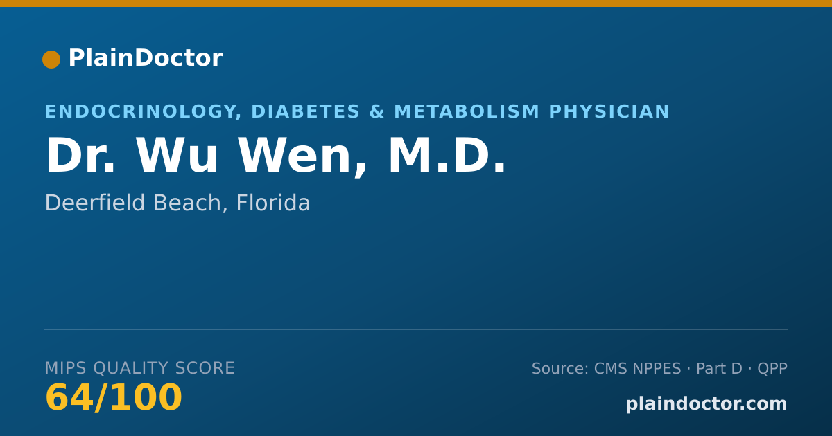 Shareable card for Wu Wen, M.D. - Endocrinology, Diabetes & Metabolism Physician, Deerfield Beach, FL