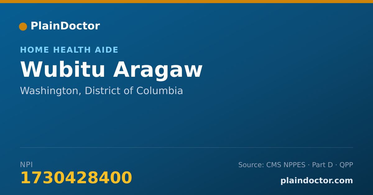 Shareable card for Wubitu Aragaw - Home Health Aide, Washington, DC