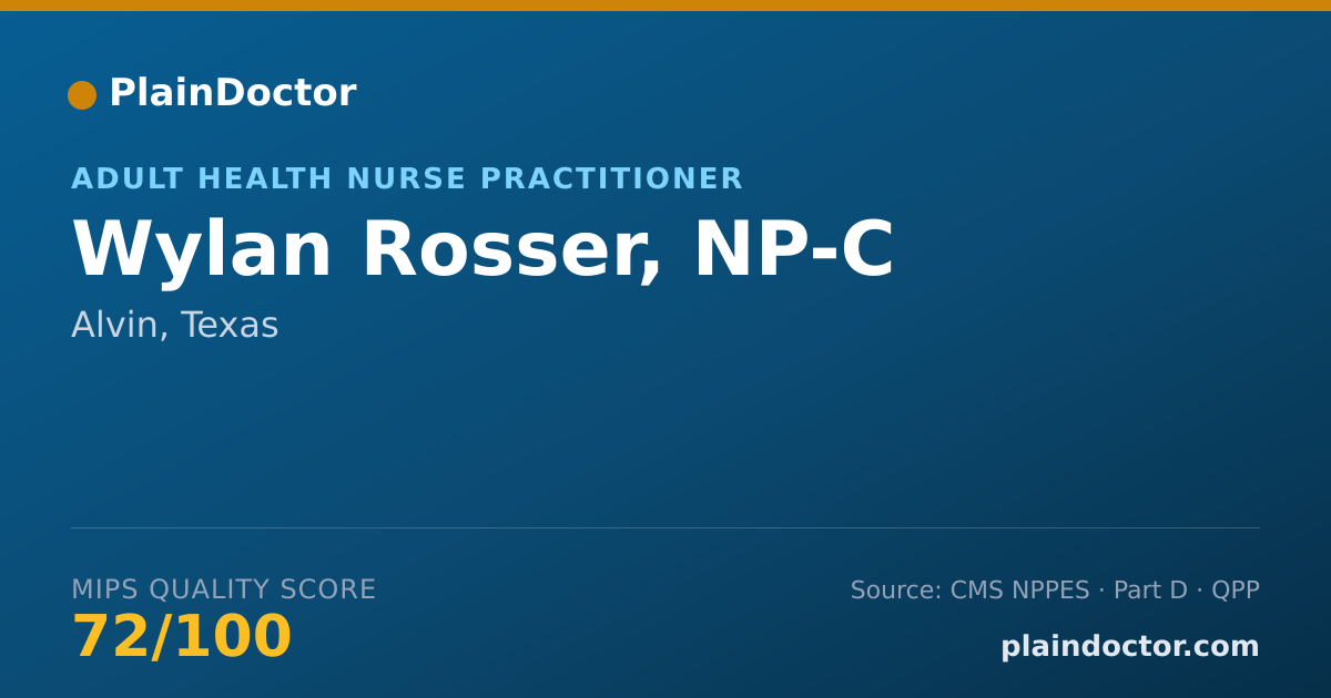 Shareable card for Wylan Rosser, NP-C - Adult Health Nurse Practitioner, Alvin, TX