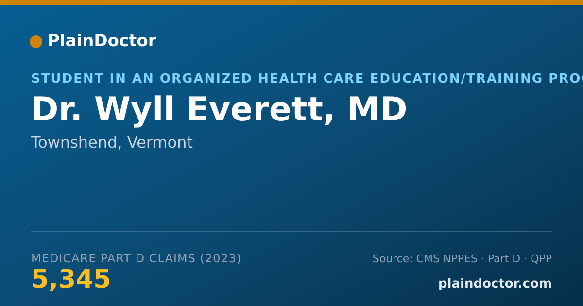 Shareable card for Wyll Everett, MD - Student in an Organized Health Care Education/Training Program, Townshend, VT