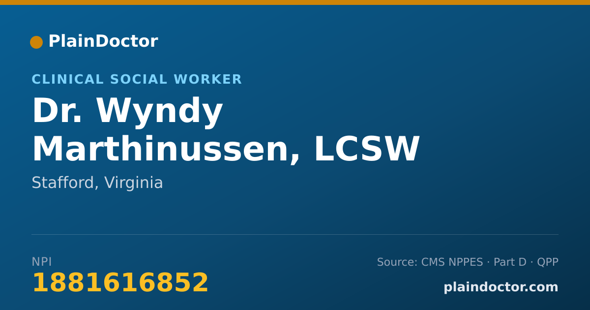 Shareable card for Wyndy Marthinussen, LCSW - Clinical Social Worker, Stafford, VA