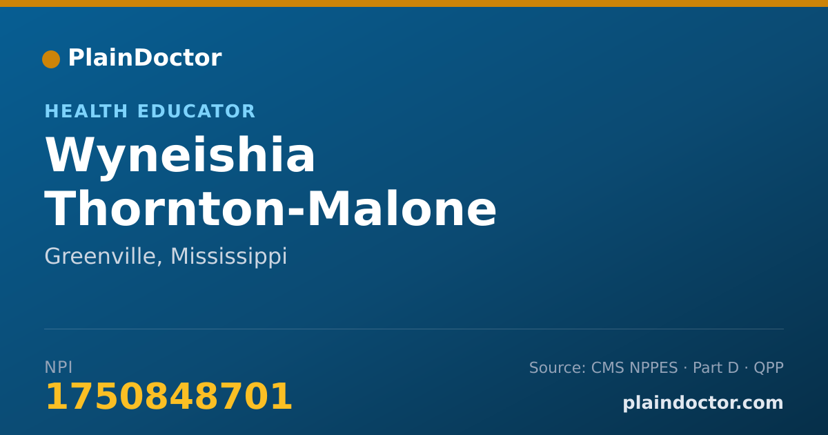 Shareable card for Wyneishia Thornton-Malone - Health Educator, Greenville, MS