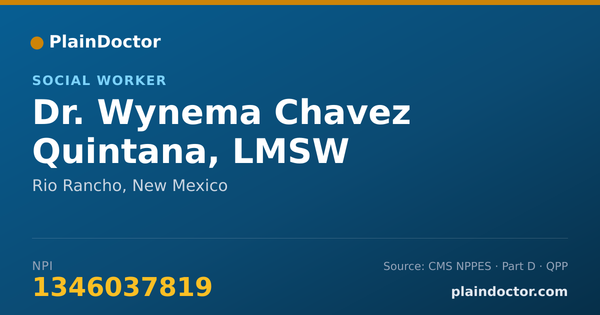 Shareable card for Wynema Chavez Quintana, LMSW - Social Worker, Rio Rancho, NM