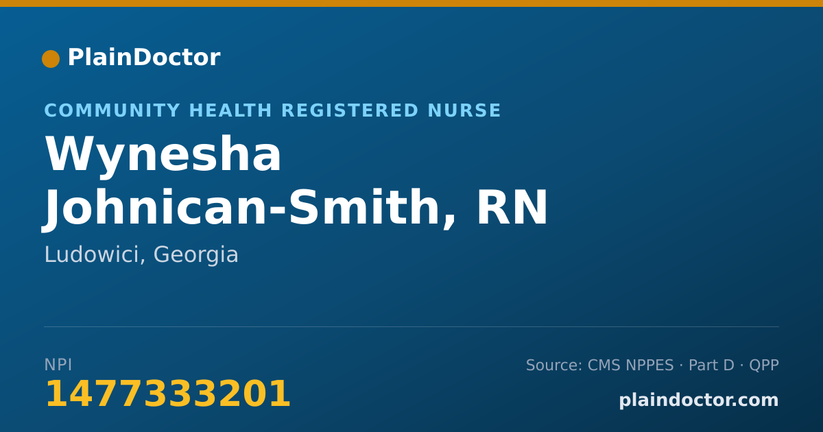 Shareable card for Wynesha Johnican-Smith, RN - Psychiatric/Mental Health Registered Nurse, Ludowici, GA