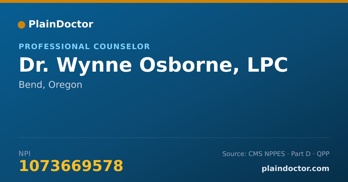 Shareable card for Wynne Osborne, LPC - Professional Counselor, Bend, OR
