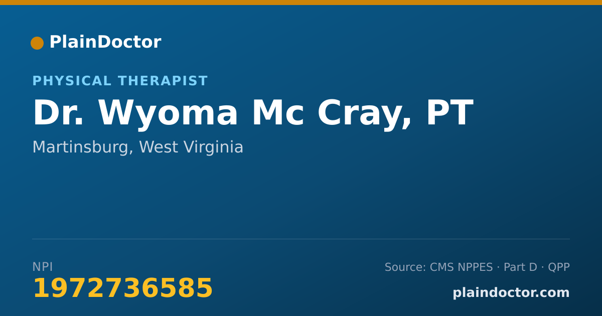 Shareable card for Wyoma Mc Cray, PT - Physical Therapist, Martinsburg, WV