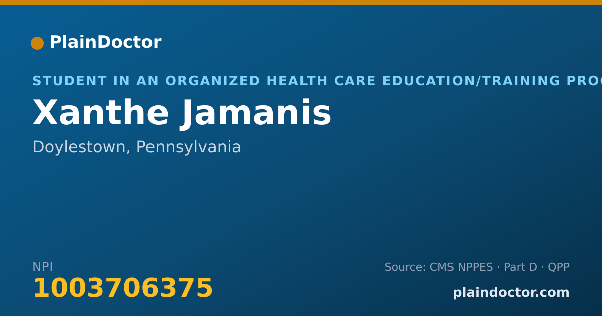 Shareable card for Xanthe Jamanis - Student in an Organized Health Care Education/Training Program, Doylestown, PA