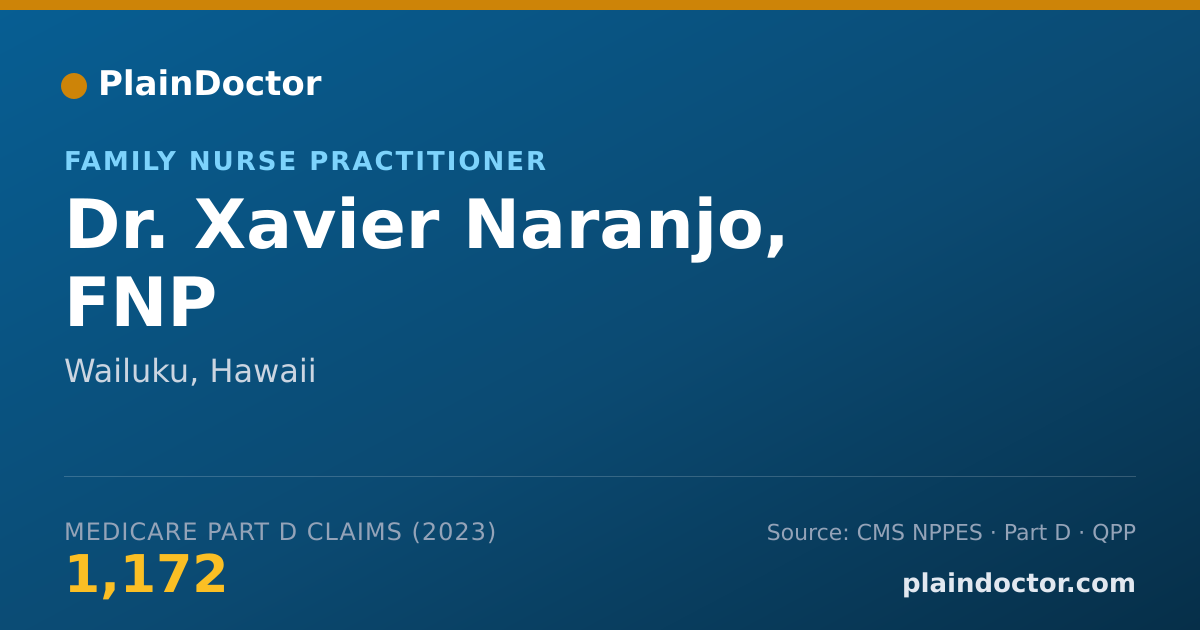Shareable card for Xavier Naranjo, FNP - Family Nurse Practitioner, Wailuku, HI