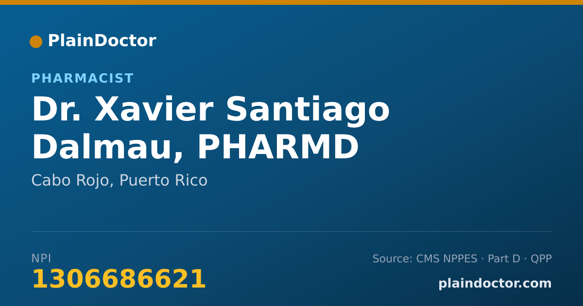 Shareable card for Xavier Santiago Dalmau, PHARMD - Pharmacist, Cabo Rojo, PR
