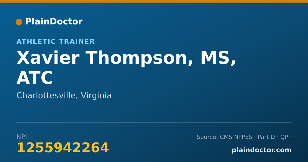Shareable card for Xavier Thompson, MS, ATC - Athletic Trainer, Charlottesville, VA