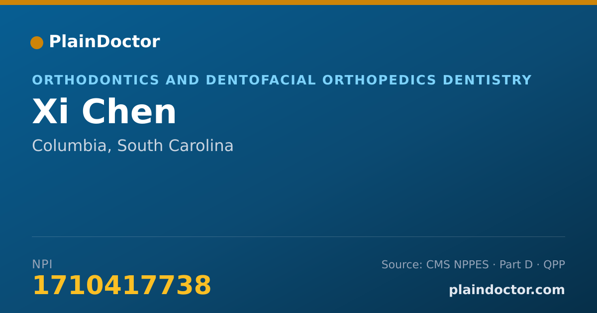 Shareable card for Xi Chen - Orthodontics and Dentofacial Orthopedics Dentistry, Columbia, SC