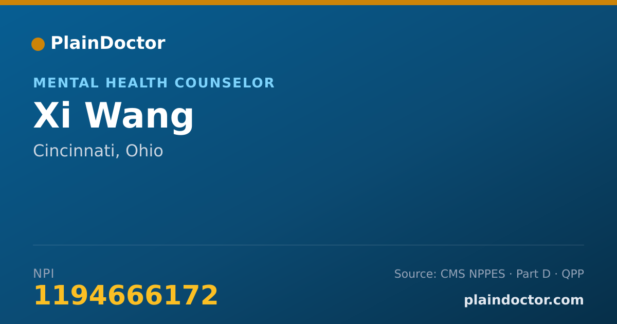 Shareable card for Xi Wang - Mental Health Counselor, Cincinnati, OH