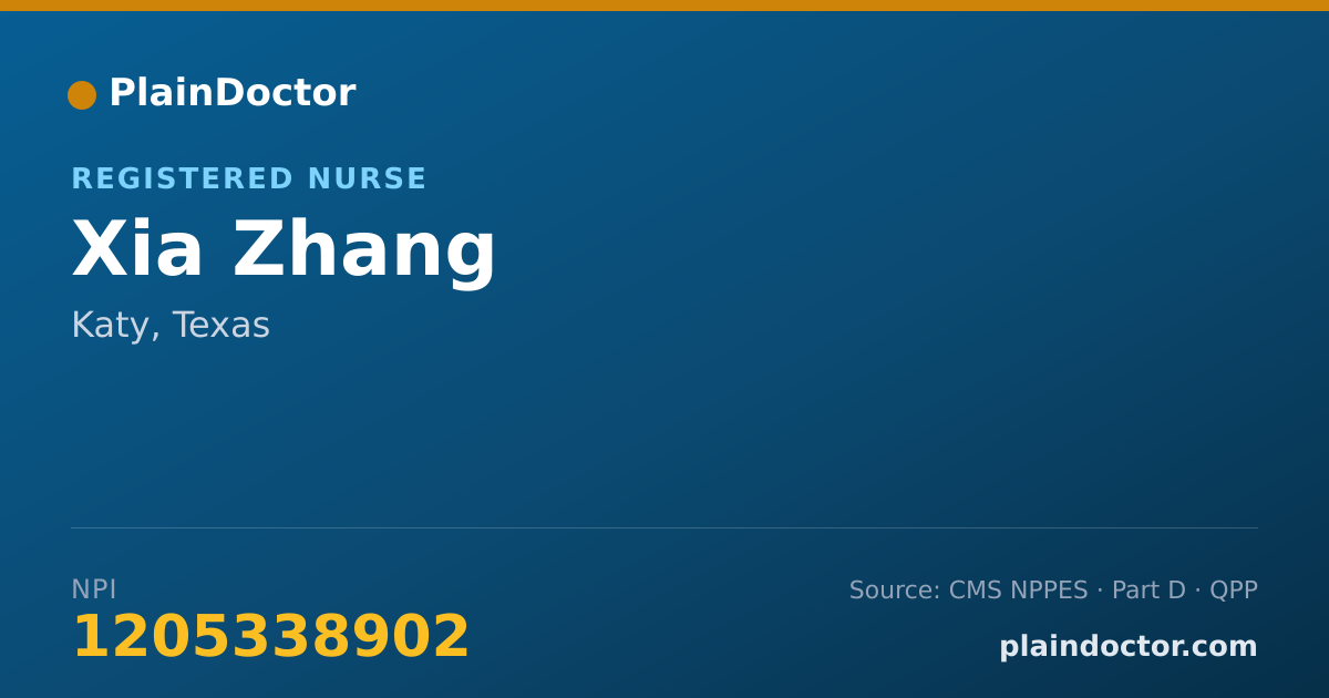 Shareable card for Xia Zhang - Registered Nurse, Katy, TX