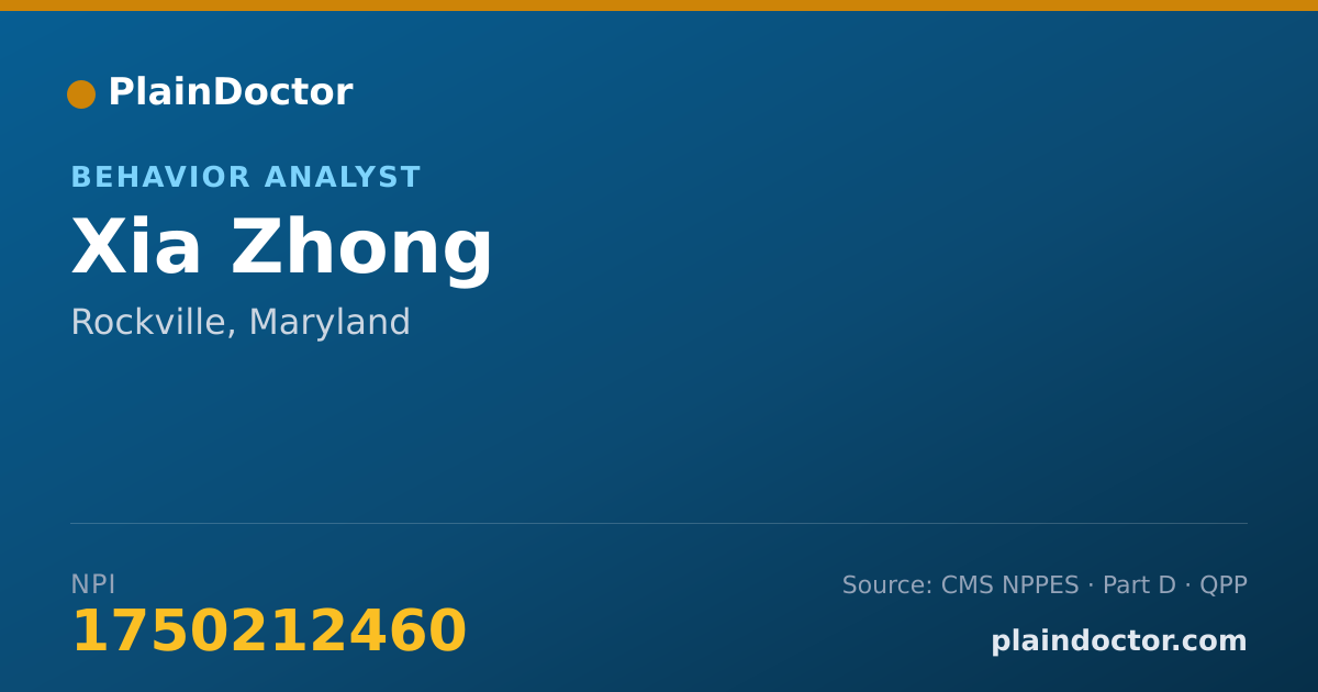 Shareable card for Xia Zhong - Behavior Analyst, Rockville, MD